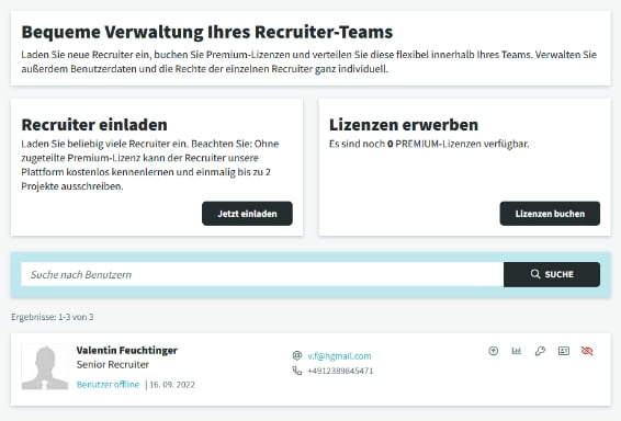 Recruiter-Verwaltung
